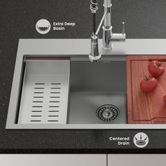 Swiss Madison Ravi Single Basin 33 x 22 Topmount Kitchen Workstation Sink - SM-KT777 - The Home Selection