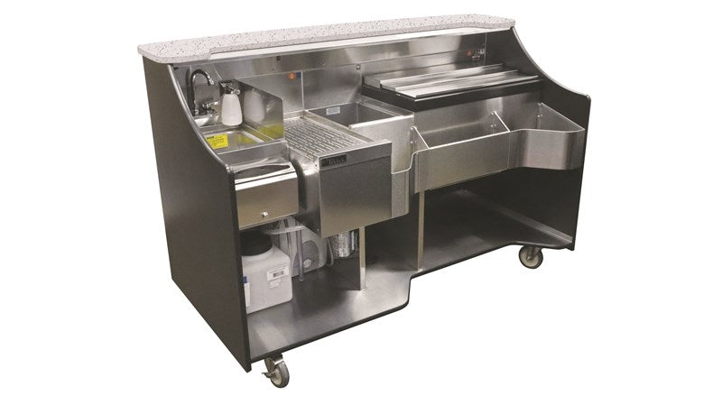 Perlick Tobin Ellis Signature Series 70" Mobile Bar with Hand Sink, Ice Chest & Bottle Well - RMB-002