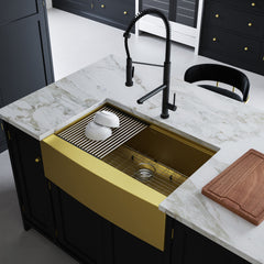 Swiss Madison Tourner 33" x 22" Stainless Steel, Single Basin, Farmhouse Kitchen Workstation Sink with Apron - SM-KS28 - The Home Selection