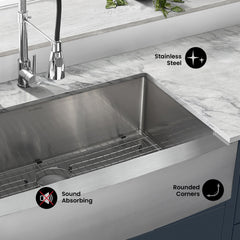 Swiss Madison Rivage 36" x 21" Stainless Steel, Single Basin, Farmhouse Kitchen Sink with Apron - SM-KS761 - The Home Selection