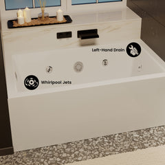 Swiss Madison Avancer 60" x 36" Left-Hand Drain Rectangular Alcove Whirlpool Bathtub with Apron - SM-AB590 - The Home Selection