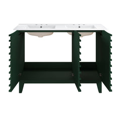 Swiss Madison Cascade 48" Freestanding Bathroom Vanity in Green Oak with 3-Hole Widespread Double Basin Sink Top - SM-BV557GA-D3W