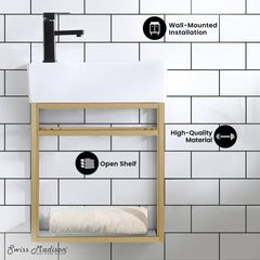 Swiss Madison Pierre 19.5 Single, Metal Frame, Open Shelf, Bathroom Vanity - SM-BV551 - The Home Selection