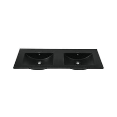 Swiss Madison 48" Zero Hole Double Basin Vanity Sink Top in Glossy Black - SM-VT0014GB