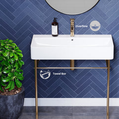 Swiss Madison Carré 36" Console Sink White Basin w/ Legs - SM-CS7 - The Home Selection