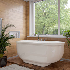 EAGO 6 ft Acrylic White Whirlpool Bathtub w Fixtures - AM128ETL