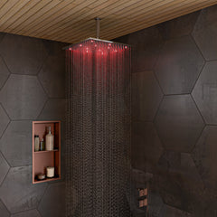Alfi 16" Square Multi Color LED Rain Shower Head - Brushed Nickel