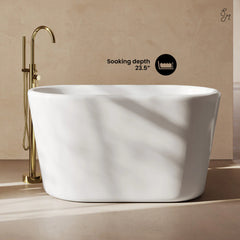 Swiss Madison Nanterre 51" Japanese Soaking Freestanding Bathtub in Glossy White, Drain Included - SM-FB9402GW