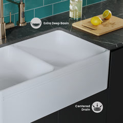 Swiss Madison Delice 33" x 18" Duo Ceramic Farmhouse Sink - SM-KS246 - The Home Selection