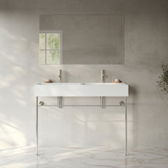 Swiss Madison Claire 48" Double Basin Console Sink with Glossy Legs - SM-CS1901