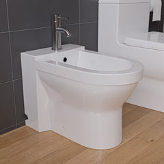 EAGO White Ceramic Bathroom Bidet with Elongated Seat - JA1010