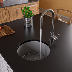Alfi Round 18" x 18" Undermount / Drop In Fireclay Prep Sink - Gray Matte