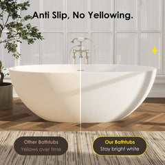 Altair Euston 65" x 30" Solid Surface Soaking Bathtub with Integrated Overflow - 53165-BAT