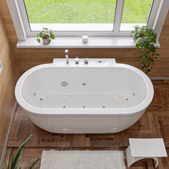 EAGO 6 ft Acrylic White Whirlpool Bathtub w Fixtures - White