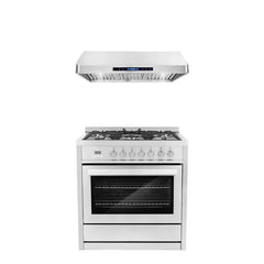 Cosmo 2-Piece Kitchen, 36″ 240V Dual Fuel Range and 36″ Under Cabinet Range Hood - COS-2PKG-024 - The Home Selection