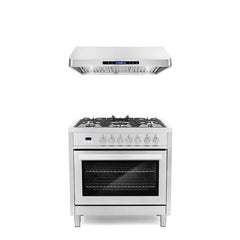 Cosmo 2-Piece Kitchen, 36″ 240V Dual Fuel Range and 36″ Under Cabinet Range Hood - COS-2PKG-026 - The Home Selection