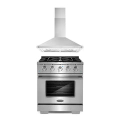 Cosmo 2-Piece Kitchen Package, 30″ Gas Range & 30″ Wall Mount Range Hood - COS-2PKG-017 - The Home Selection