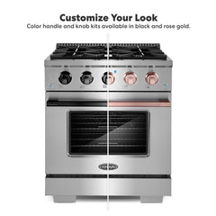 Cosmo 2-Piece Kitchen Package, 30″ Gas Range & Rose Gold Handle and Knob Set for GRP304 - COS-2PKG-171 - The Home Selection
