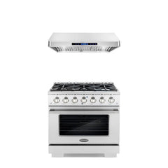 Cosmo 2-Piece Kitchen Package, 36″ Gas Range and 36″ Under Cabinet Range Hood - COS-2PKG-018 - The Home Selection