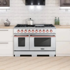 Cosmo 2-Piece Kitchen Package, 48″ Gas Range & Rose Gold Handle and Knob Set for GRP486G - COS-2PKG-176 - The Home Selection