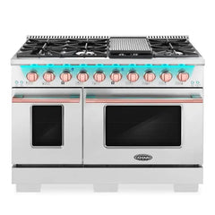 Cosmo 2-Piece Kitchen Package, 48″ Gas Range & Rose Gold Handle and Knob Set for GRP486G - COS-2PKG-176 - The Home Selection