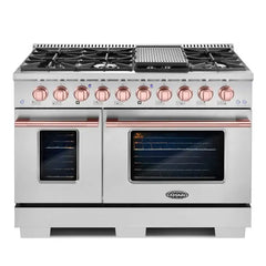 Cosmo 2-Piece Kitchen Package, 48″ Gas Range & Rose Gold Handle and Knob Set for GRP486G - COS-2PKG-176 - The Home Selection