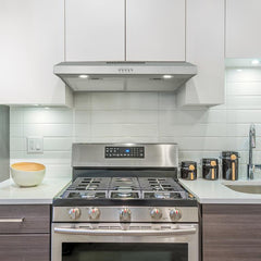 Cosmo 30" Under Cabinet Range Hood with Ducted / Ductless Convertible Slim Kitchen Over Stove Vent, 3 Speed Exhaust Fan, Reusable Filter, LED Lights in Stainless Steel - COS-5U30 - The Home Selection