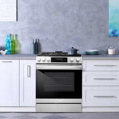 COSMO Professional Style 30 in. Slide-In Freestanding 6.1 cu. ft. Gas Range with 5 Sealed Gas Burners and Self Clean Air Fry Oven in Stainless Steel - COS-GRC305KTD - The Home Selection