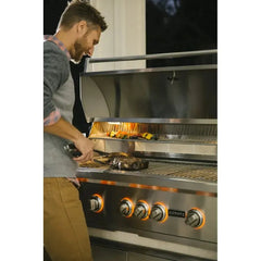 Coyote S-Series 36” Built-In Grill with 3 Infinity Burners™, RapidSear™ Infrared Burner, 875 sq. in. Cooking Area, Interior Grill Lighting, LED Knobs, Wind Guard, Rotisserie, and Smoker Box - C2SL36 - The Home Selection