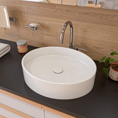 Alfi White 22" Oval Above Mount Ceramic Sink - White