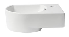 Alfi White 16  Small Wall Mounted Ceramic Sink with Faucet Hole - ABC119