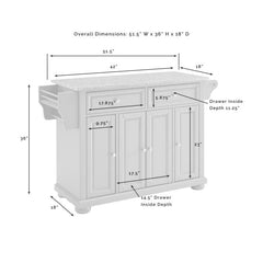 Crosley Alexandria 51.50 Inch Granite Top Full Size Kitchen Island/Cart - KF30203AGY - The Home Selection