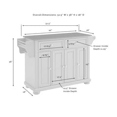 Crosley Alexandria 51.50 Inch Granite Top Full Size Kitchen Island/Cart - KF30205AGY - The Home Selection