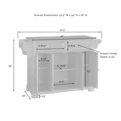 Crosley Alexandria 51.50 Inch Stainless Steel Top Full Size Kitchen Island/Cart - KF30002A - The Home Selection