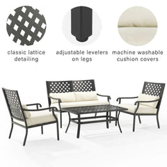 Crosley Alistair 4pc Outdoor Loveseat Patio Furniture Set - KO70285MB-CR - The Home Selection