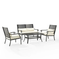Crosley Alistair 4pc Outdoor Loveseat Patio Furniture Set - KO70285MB-CR - The Home Selection