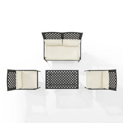 Crosley Alistair 4pc Outdoor Loveseat Patio Furniture Set - KO70285MB-CR - The Home Selection