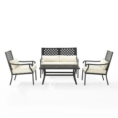 Crosley Alistair 4pc Outdoor Loveseat Patio Furniture Set - KO70285MB-CR - The Home Selection