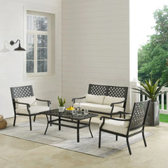 Crosley Alistair 4pc Outdoor Loveseat Patio Furniture Set - KO70285MB-CR - The Home Selection