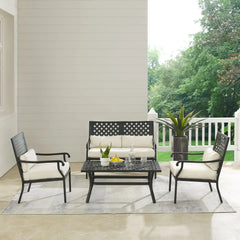 Crosley Alistair 4pc Outdoor Loveseat Patio Furniture Set - KO70285MB-CR - The Home Selection