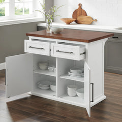 Crosley Bartlett Wood Top Kitchen Island - KF30091WA-WH - The Home Selection