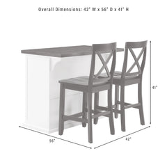 Crosley Bartlett Wood Top Kitchen Island W/x-Back Stools - KF30092WH-BK - The Home Selection
