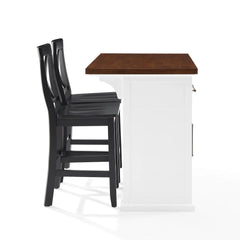 Crosley Bartlett Wood Top Kitchen Island W/x-Back Stools - KF30092WH-BK - The Home Selection