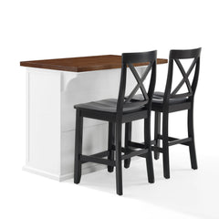 Crosley Bartlett Wood Top Kitchen Island W/x-Back Stools - KF30092WH-BK - The Home Selection