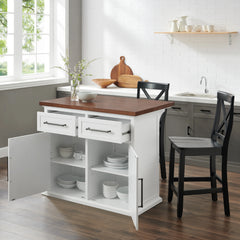 Crosley Bartlett Wood Top Kitchen Island W/x-Back Stools - KF30092WH-BK - The Home Selection