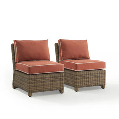 Crosley Bradenton 2pc Armless Wicker Outdoor Chair Set - KO70173WB - The Home Selection