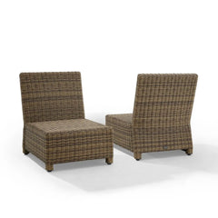 Crosley Bradenton 2pc Armless Wicker Outdoor Chair Set - KO70173WB - The Home Selection