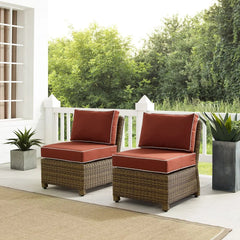Crosley Bradenton 2pc Armless Wicker Outdoor Chair Set - KO70173WB - The Home Selection