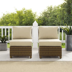 Crosley Bradenton 2pc Armless Wicker Outdoor Chair Set - KO70173WB - The Home Selection