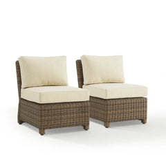 Crosley Bradenton 2pc Armless Wicker Outdoor Chair Set - KO70173WB - The Home Selection